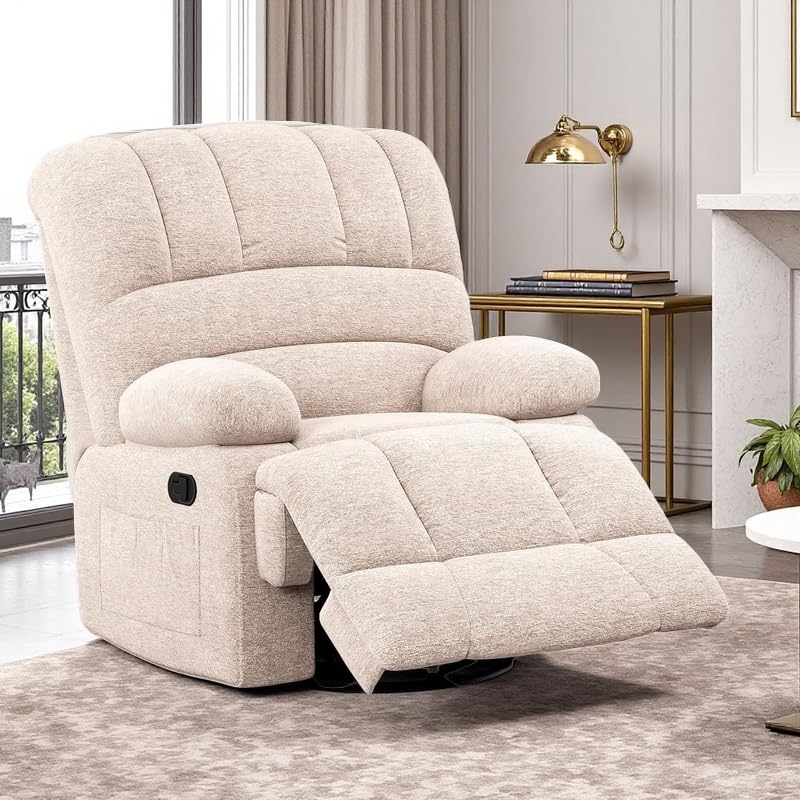 Sillón reclinable blanco piel oversized miniatura 4