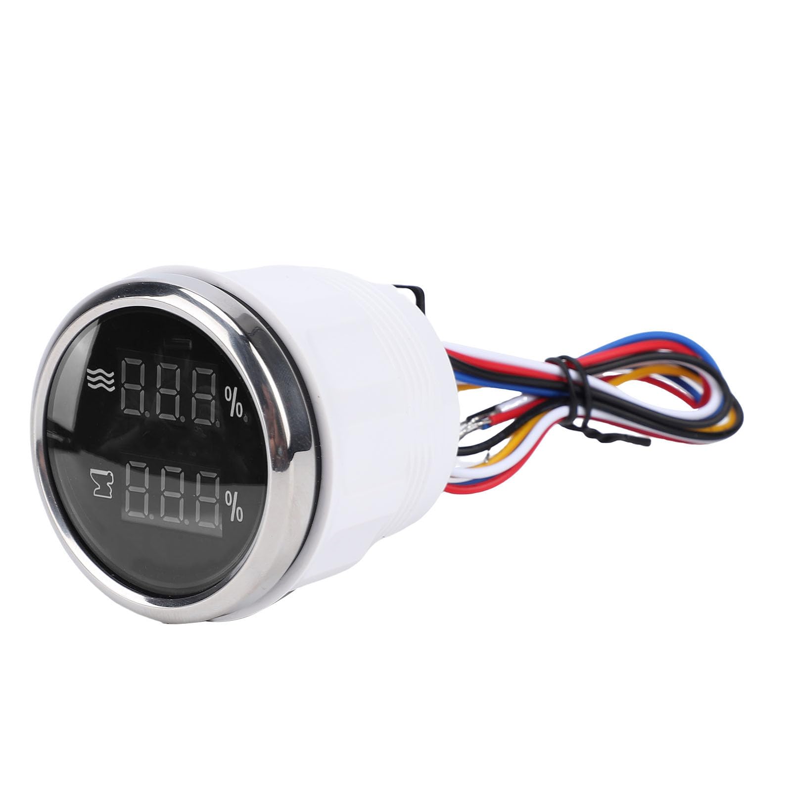 Yctze Misuratore Digitale del Livello Dell'acqua delle Acque Reflue 2 in 1 da 52 Mm Misuratore Compatto del Serbatoio Dell'acqua a Doppia Funzione per Veicoli Marini (Quadrante nero Lunetta