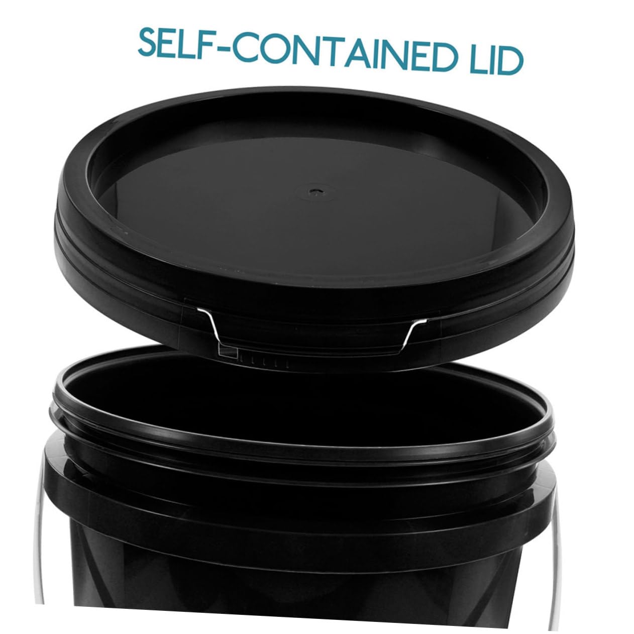 Cubo de Plástico con Tapa y Asa, 10l, Negro para Pintura | Recipiente Reutilizable de Pp, Boca Ancha, para Almacenar y Transportar Líquidos, Uso Profesional
