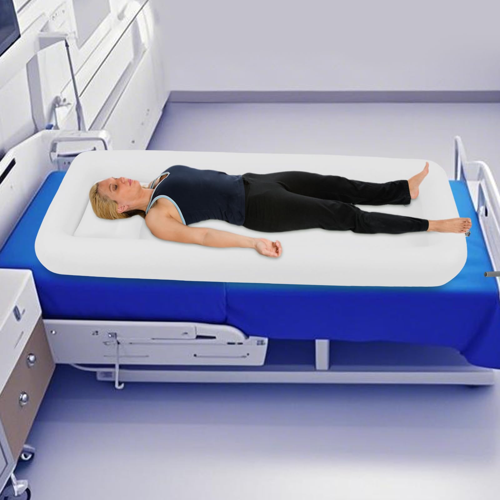 Vasca da bagno gonfiabile portatile pieghevole Beaudreaul per adulti in PVC con pompa ad aria elettrica lato letto doccia kit da bagno per anziani, donne incinte e pazienti