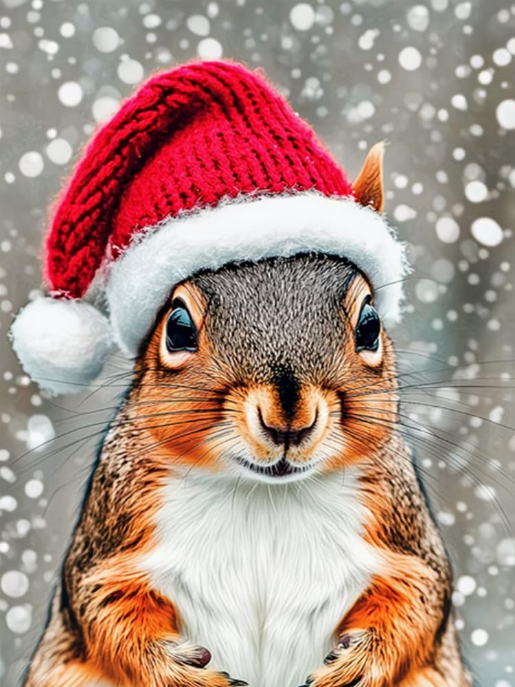 COKYIS Cross Stitch Kits for Adults Stamped 11CT Printed Cross Stitch Kit Christmas Squirrel Counted Embroidery Kits for Beginner Wall Art Home Decoration 40x50cm