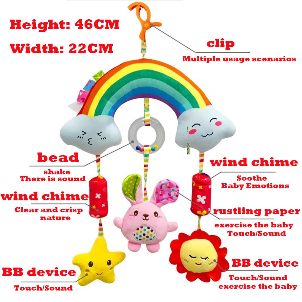 9 toys for babies aged 3-18 months, including silicone remote control, dental teething stick, 3D book for baby toys, rattles and wristbands, and baby bell toys