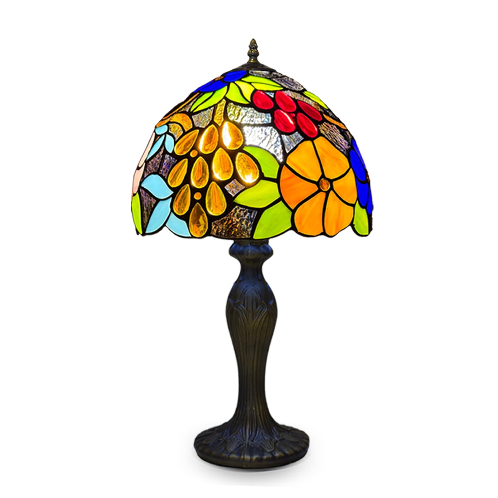 Auroh Tiffany Style Table Lamp Handcrafted Pastoral Gorgeous Flowers Lampshade Antique Table Lamps for Living Room Bedside Desk Bedroom (TFTL-1009)