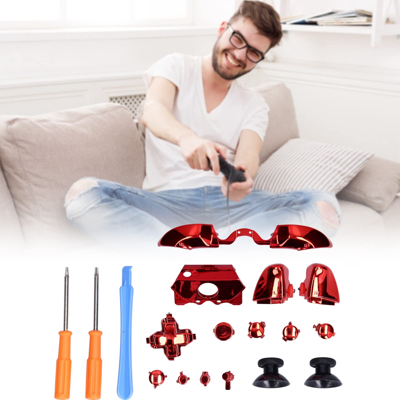 Kit de Bouton de Contrôleur de Jeu de Remplacement LT/RT LB/RB Pièces de Réparation de Bouton avec Jeu de Tournevis pour Contrôleur pour One Elite X1
