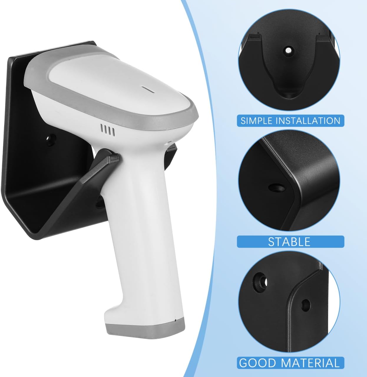 VILLCASE 3 Pack Universal Barcode Scanner Holder - Hands Free Scanning Stand with Desk and Wall Mount Bracket - Space Saving Scanner Cradle Compatible with Zebra Symbol LS2208 DS2278 LI4278 - Black
