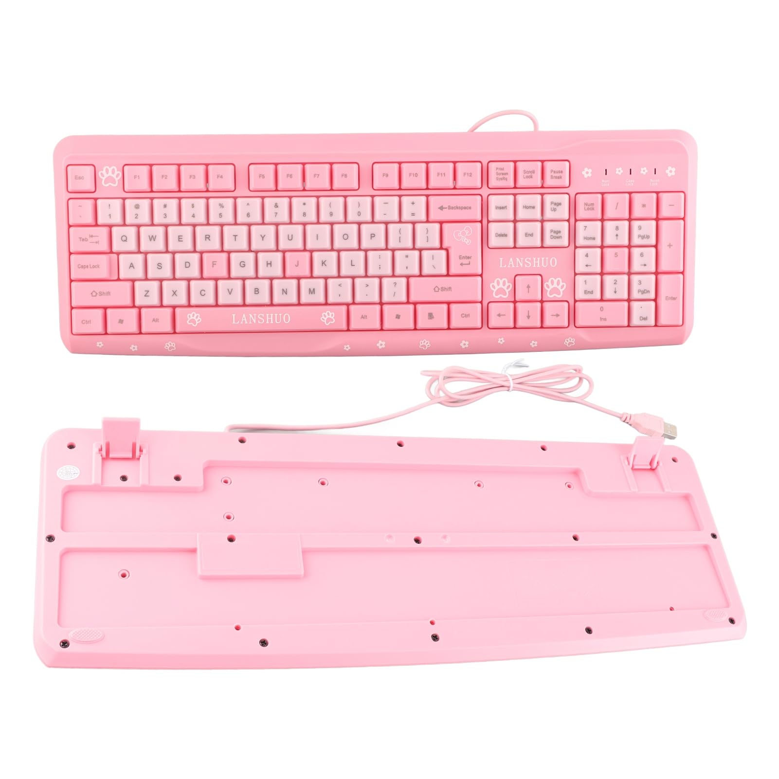 Dioche Sanrio Tastiera Rosa Tastiera Usb Wired Ultrasottile Carino Cartoon Per Casa Ufficio Laptop Computer Universale (Rosa)