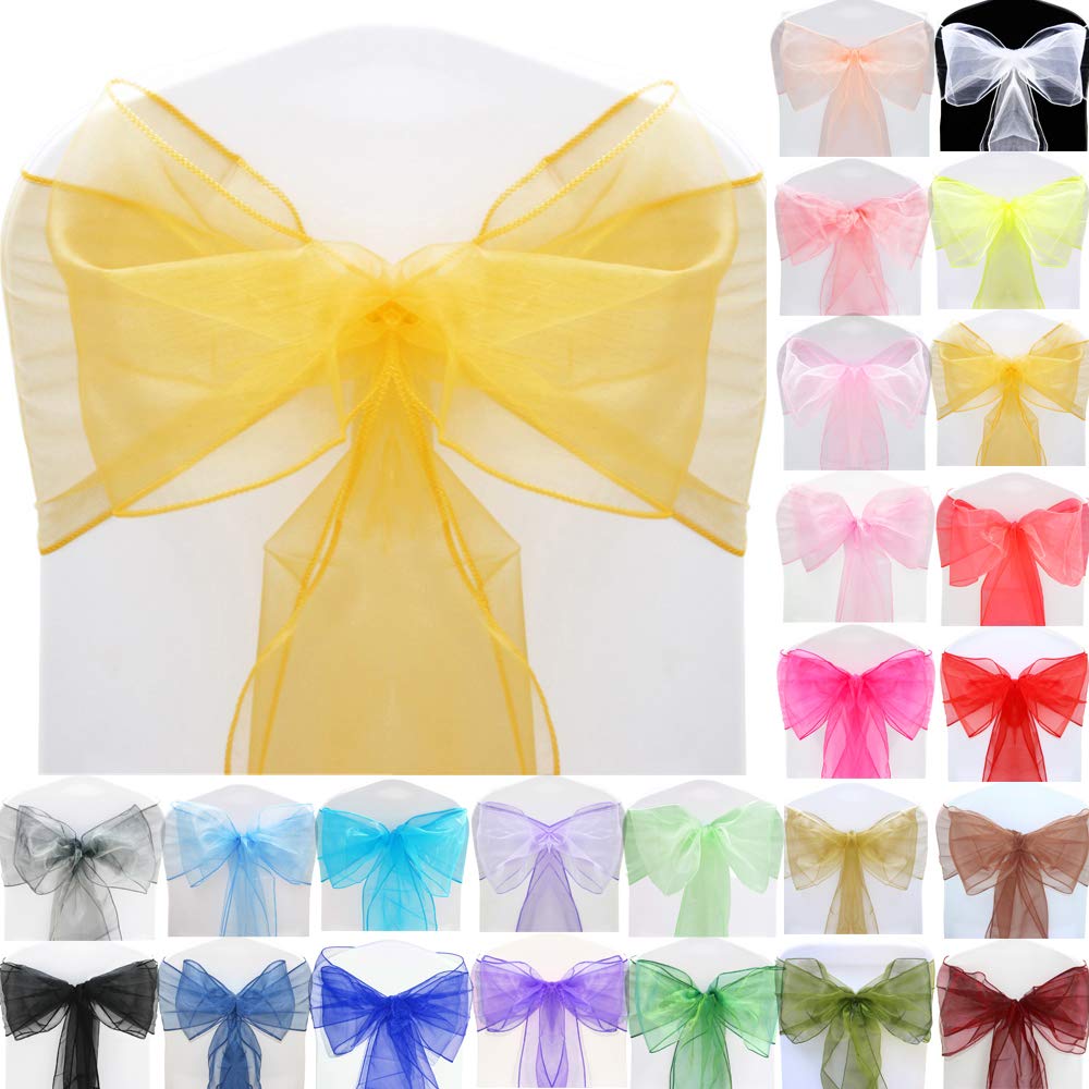 Time to Sparkle 20pcs 22x280cm Sunblast Organza Sashes Wider Sash Fuller Bows Chair Cover Bows Sash for Wedding Party Birthday Decoration