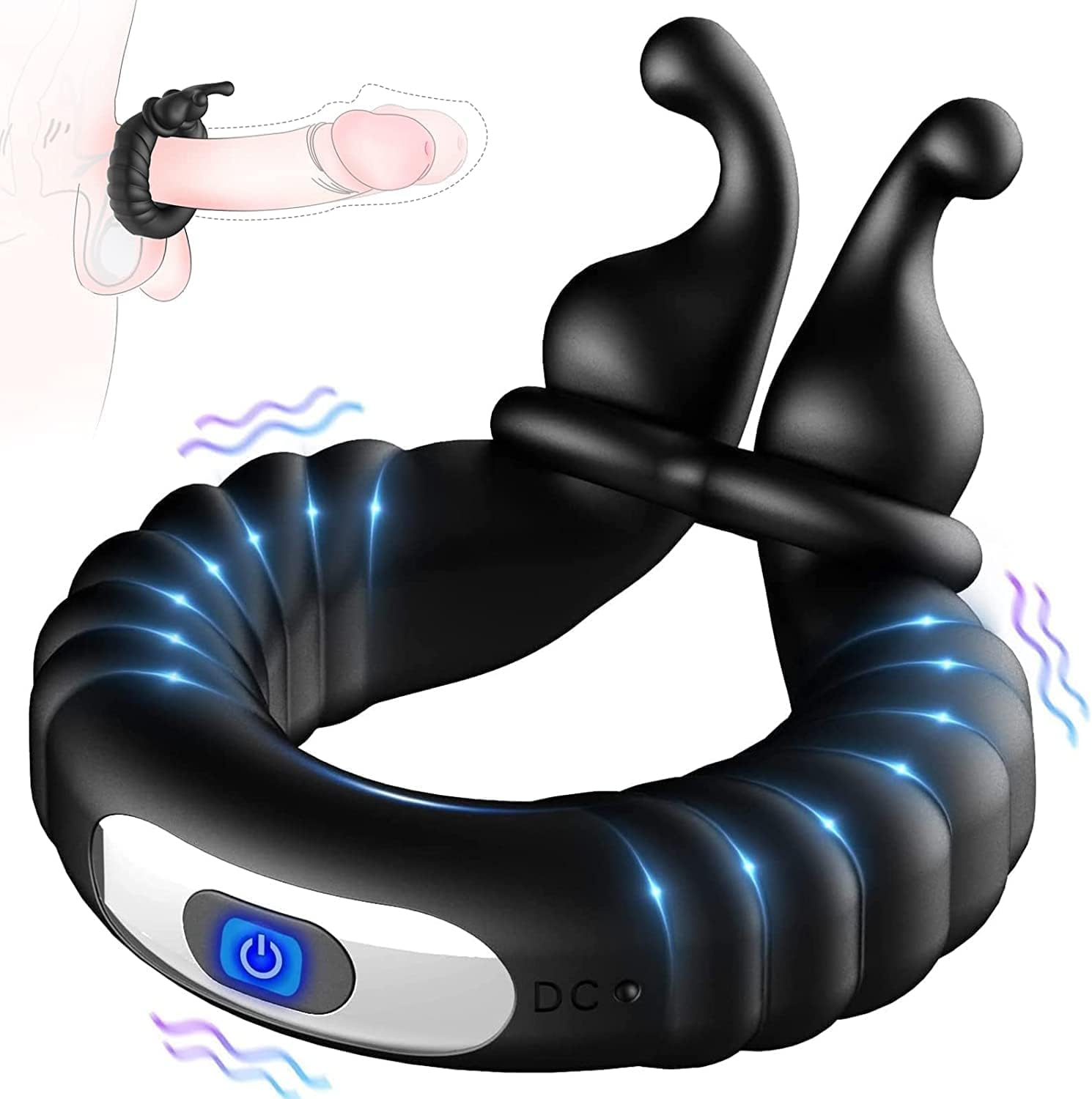 BeHorny Vibrating Cock Ring, Rechargeable Male Adult Sex Toys 10 Vibration Modes Penis Rings for Longer Harder Stronger Erection
