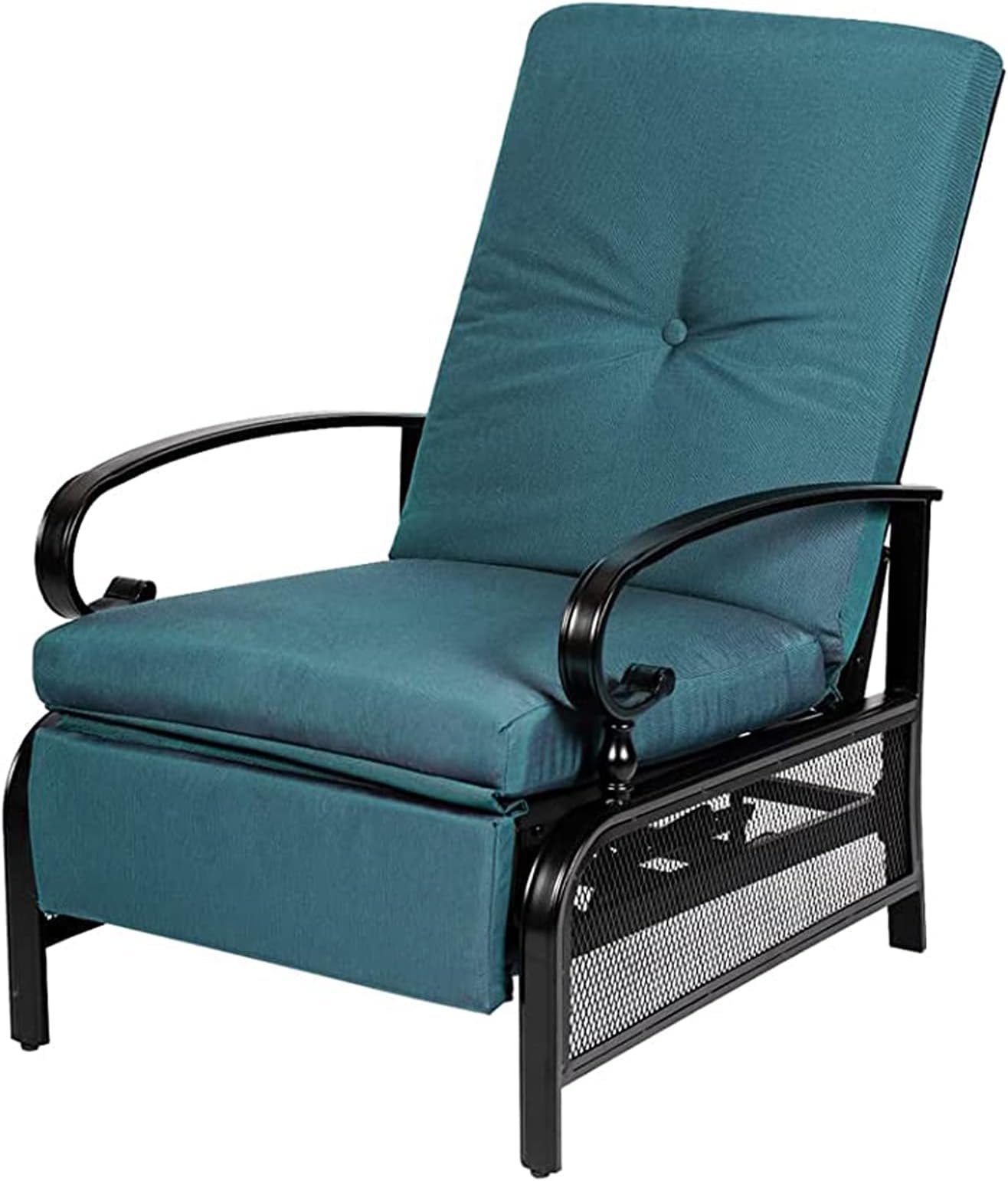 Incbruce Outdoor Lounge Chair Patio Furniture Adjustable Recliner with Retractable Steel Frame and Removable Thick Cushions - Peacock Blue