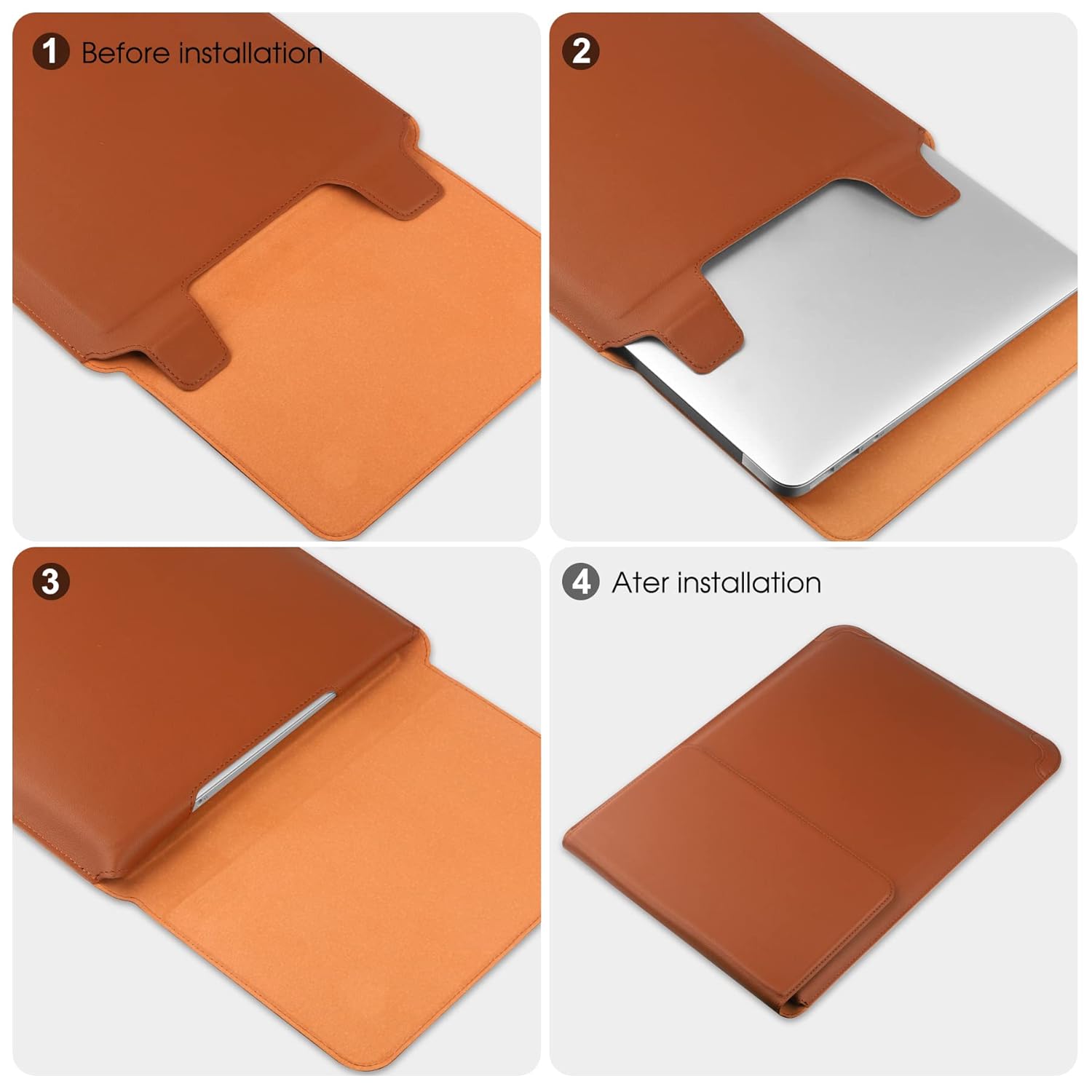 HoYiXi 13 Inch Laptop Sleeve Case Leather Bag Compatible with MacBook Air 13 M1 M2 2022-2018/MacBook Pro 13 M2 2022-2016/Surface Pro 8 2021/Surface Go 3 13-13.6'' Dell Lenovo HP... - Image 6