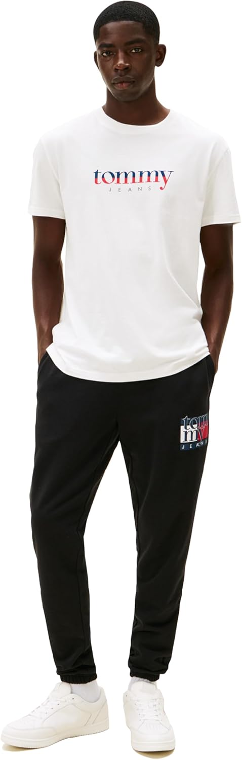 Tommy Jeans Mens Casual Cotton Jogger Sweatpants with Printed Flag Logo - Image 2