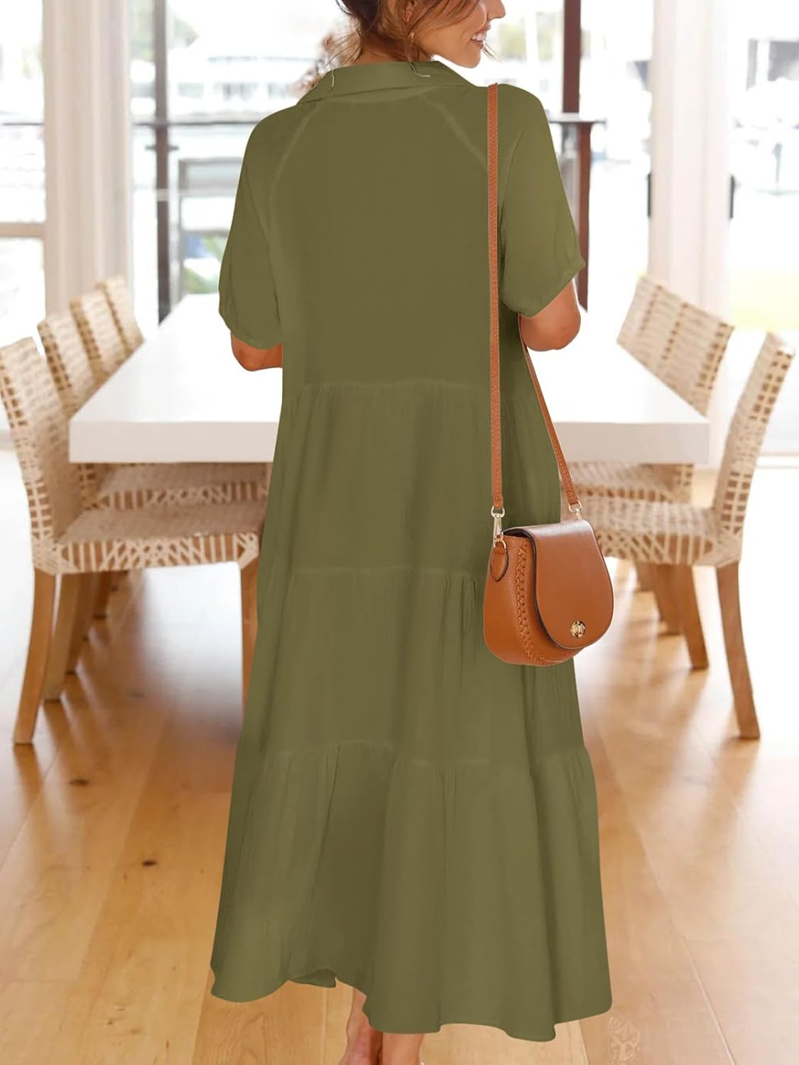 Paintcolors Women's Casual Short Sleeve Button Down Beach Long Swimsuit Cover Ups Summer Maxi Shirt Dress Kimonos Cardigans