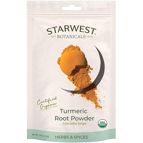 Starwest Botanicals Polvo de raíz de cúrcuma orgánica, 2.47 oz (70 g)