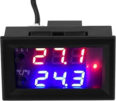 12V Thermostat Heat/Cool Thermostat Control Switch Module, Digital Display Microcomputer Thermostat Temperature Controller Switch with Sensor, Household Thermostats Fan Controller