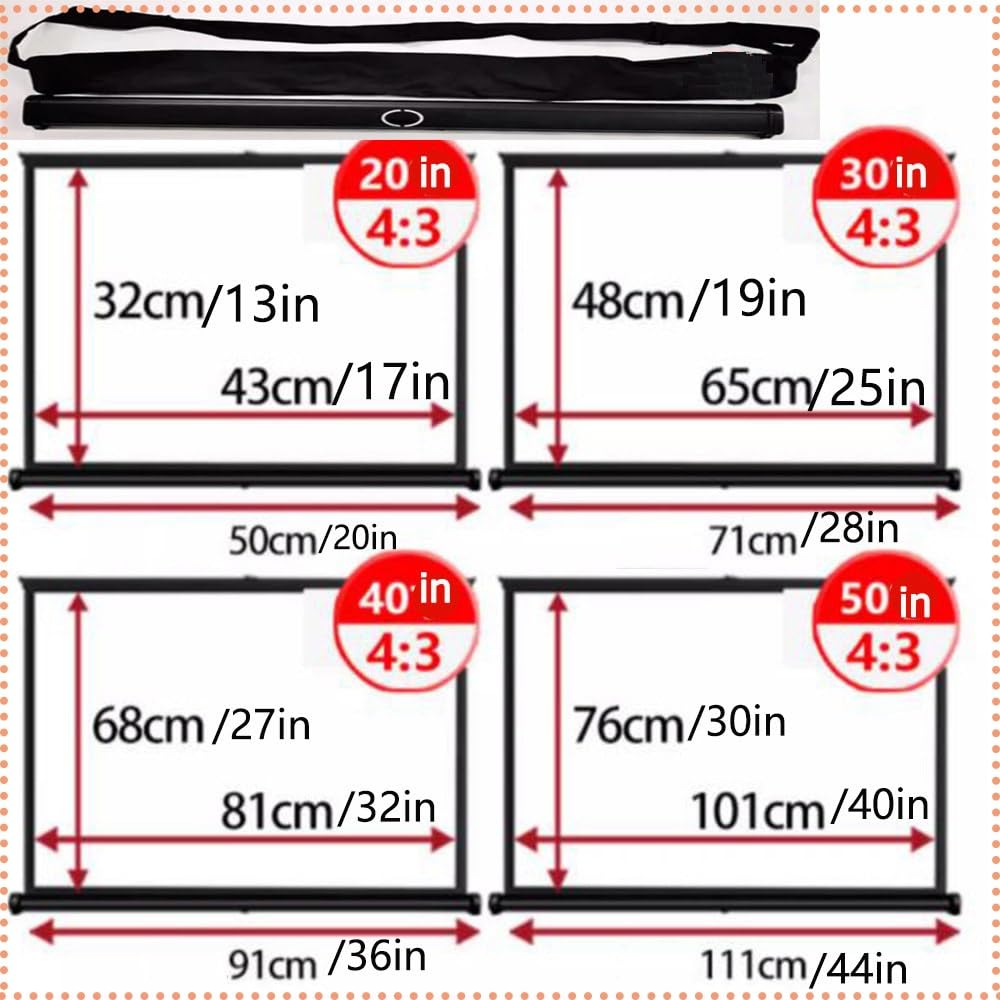 Schermo di Proiezione da Tavolo 20'' 30'' 40'' 50'' Portatile