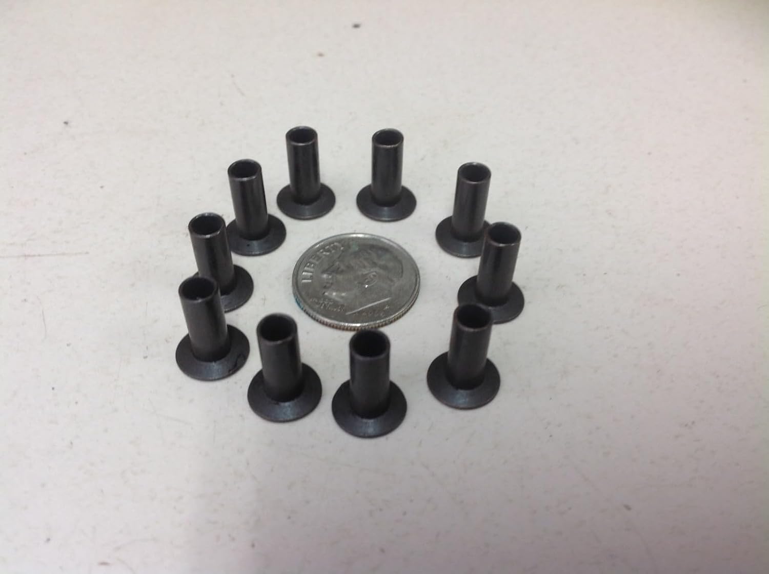 10 brass tubular rivets vintage jeans 3/16 x 3/8 long x 3/8 1/2
