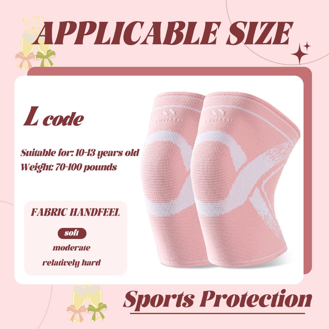 1 Par Rodilleras para Niños,Rodilleras Voleibol,Protectores de Rodillas,Elásticos,Transpirables para Niños Niñas Baloncesto,Voleibol, Rosa,Apto para Niños de 10 a 15 Años,35-50 kg