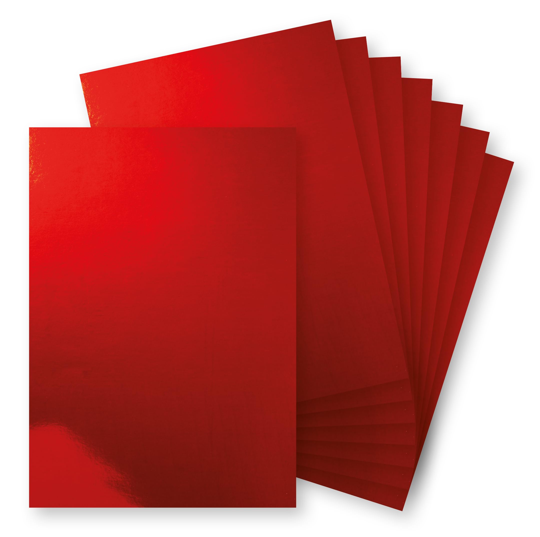 Springboard A4 Mirror Foil Gloss Card Sheets - 230gsm Cardstock for Card Making - Mirror Foil Card Compatible w/Die-Cutting Machines - Sparkly Craft Supplies - Red - 10-Pack
