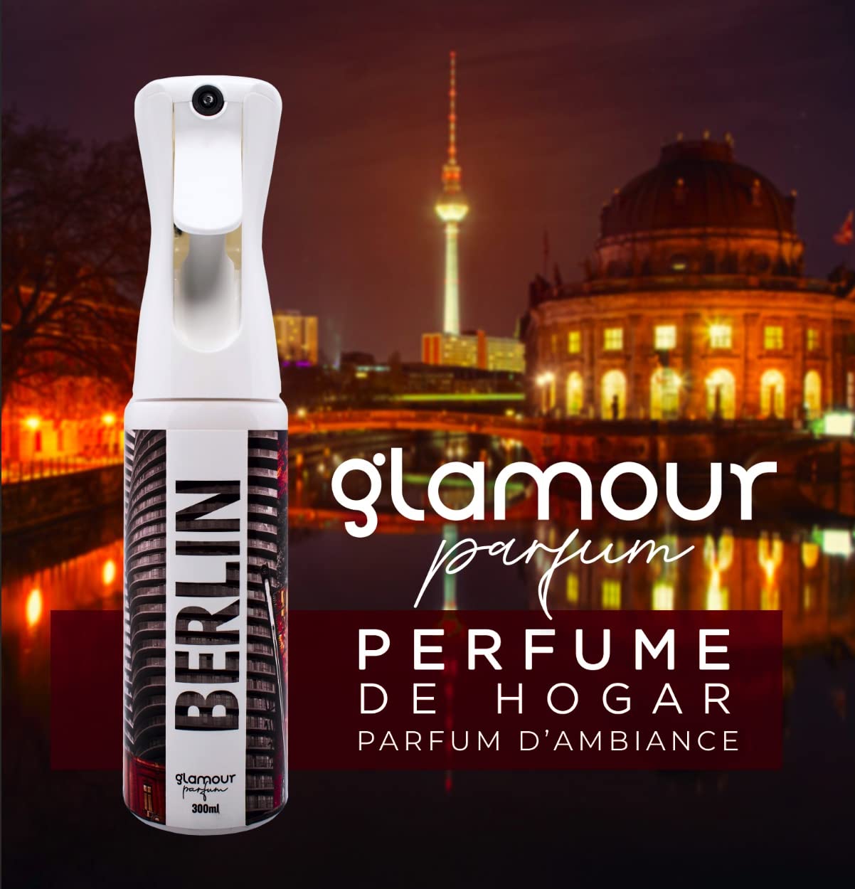 PARFUM GLAMOUR - Zestaw 4 domowych odświeżaczy powietrza - Zapach Tokio, Berlina, Nowego Jorku i Londynu - 4 x 300 ml - Pakiet Cosmopolitan - Odświeżacze powietrza w sprayu tekstylnym