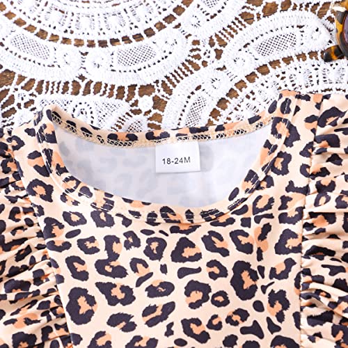 Nubeehoho Girls Leopard Dress Toddler Baby Girl Ruffle Leopard Print Sundress Kids Sleeveless Summer Clothes 1287 5T #TOP3