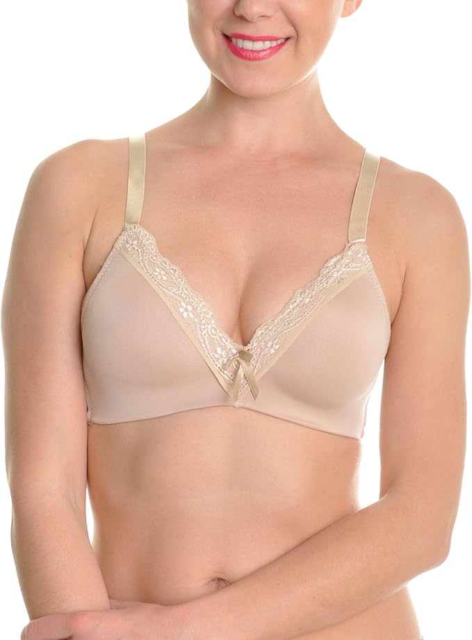 Angelina WireFree Molded Cup Bras with Lace Trim (6Pack BWB), B579