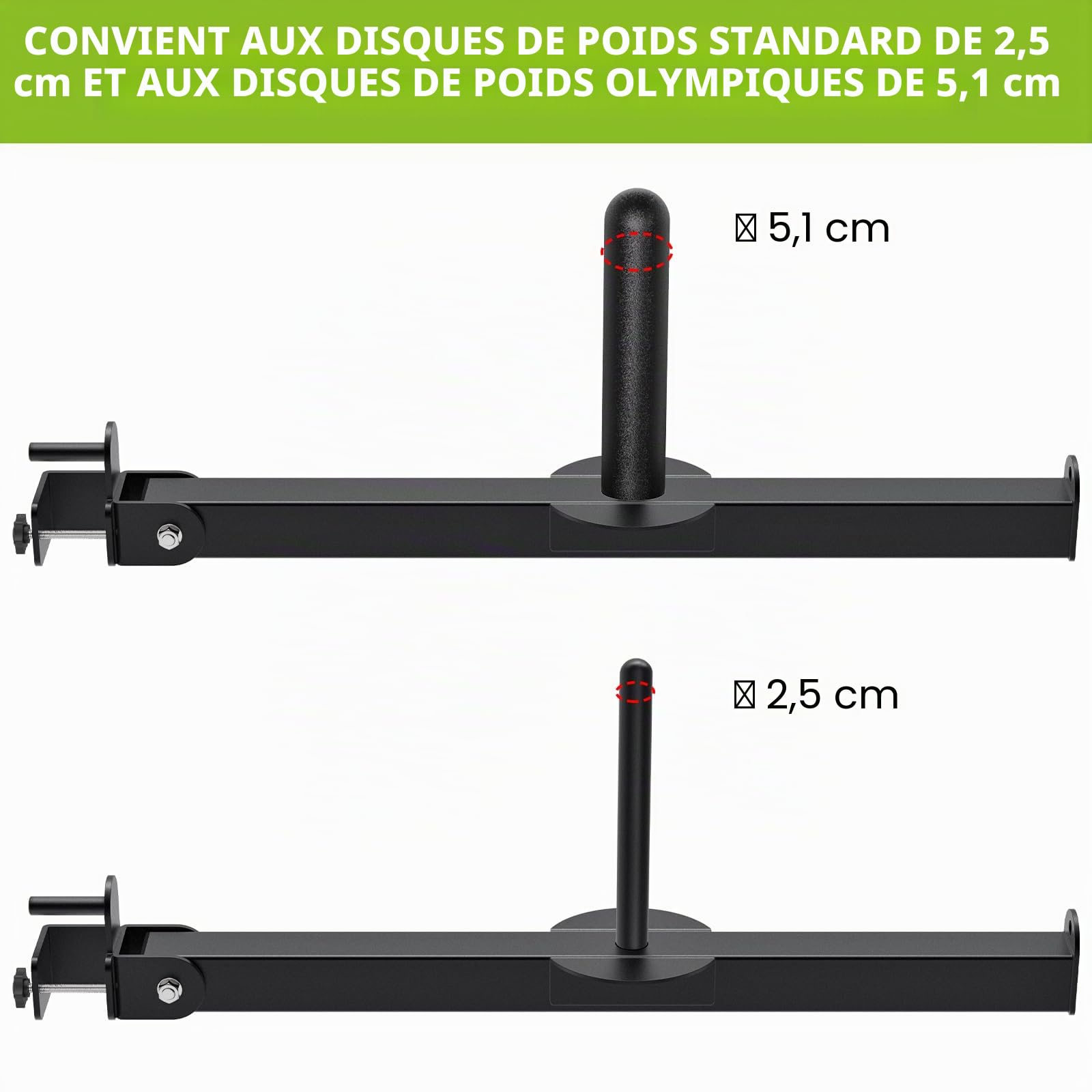 Kipika Bras de Levier de Squat pour Cages à Tube carré de 5,1 x 5,1 cm et 7,6 x 7,6 cm – Fixation de Mine terrestre pour entraînement de Force – Compatible avec Les disques de Poids de 2,5 cm et 5,1