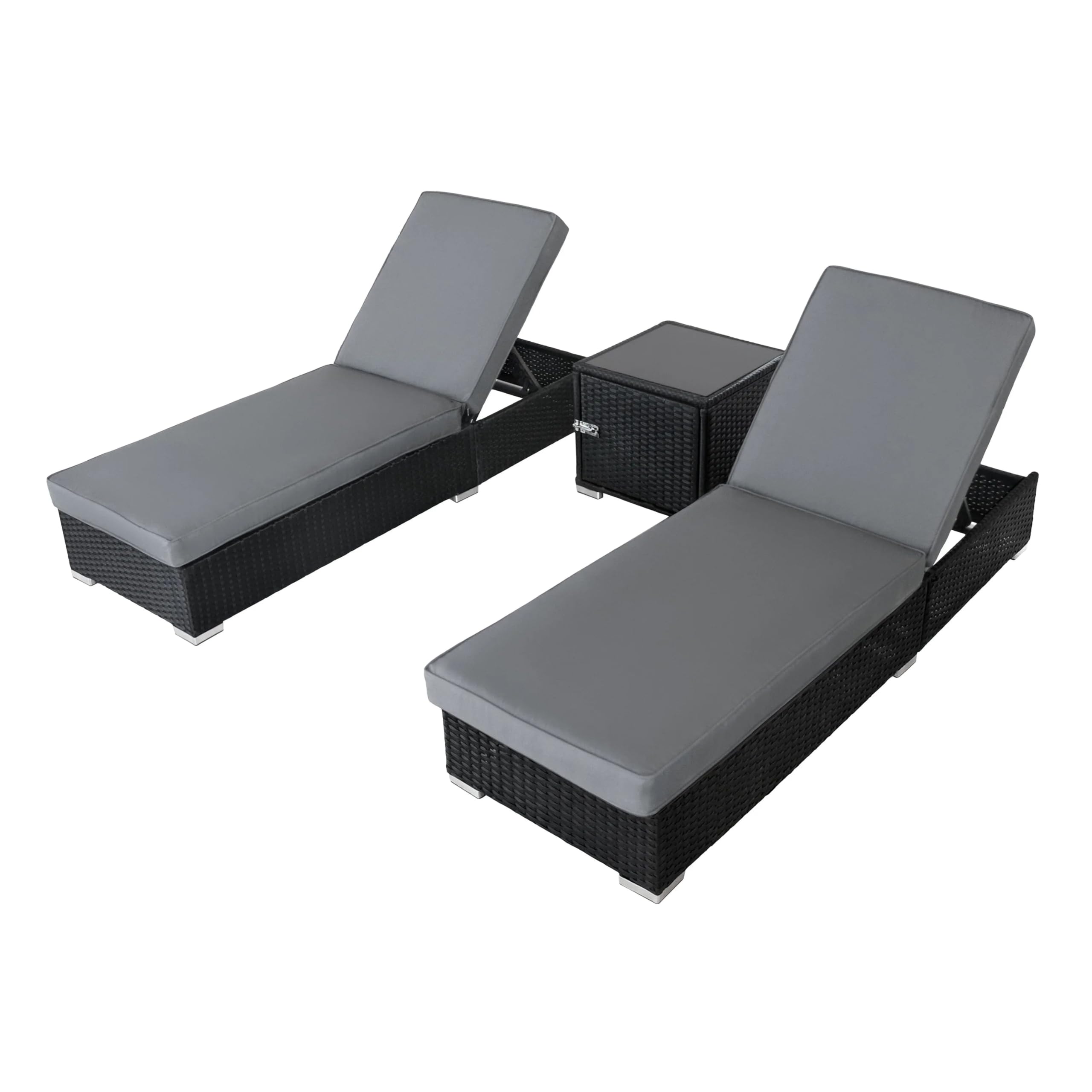 Monstershop Unisex Black Rattan Sun Lounger Set In