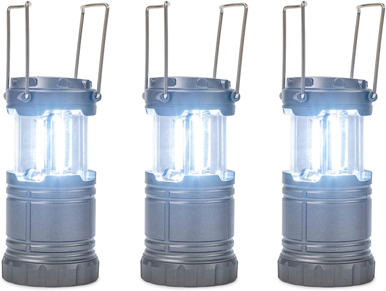 Mark Feldstein & Associates Securebrite Cob Pop Up Mini 5 inch Metal Camping Lanterns Set of 3