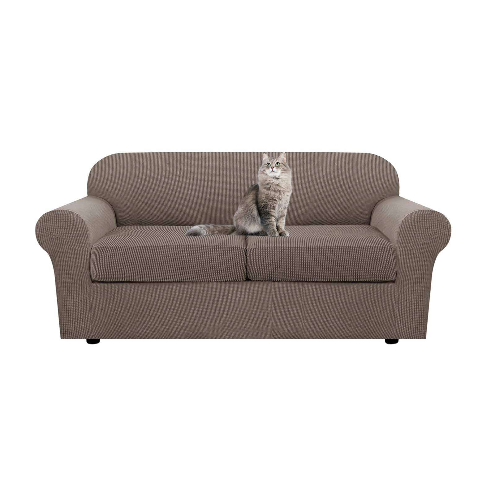 SYLC Ektorp Sofa Cover with Seat Cushions Covers and Backrests Covers Sofa Covers Stylish Stretch Jacquard Couch Slipcover Protector (Taupe,Sofa+2 L Seats)