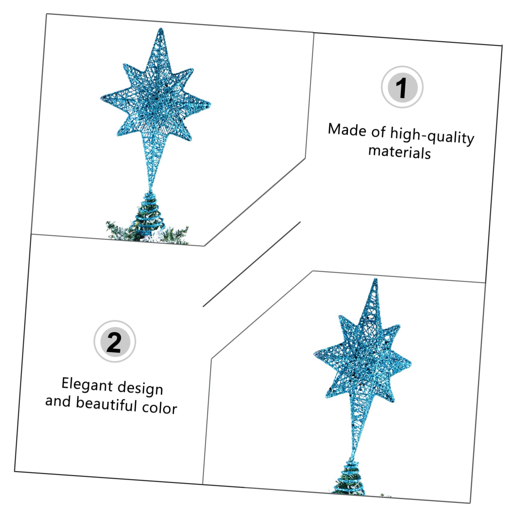 Zerodeko 3stücke Weihnachtsbaumspitze Glitzernde Blaue Tannenbaum-Stern-Dekoration Für Festliche Anlässe Für Tischbäume Und Festliche Deko Geschäften Und