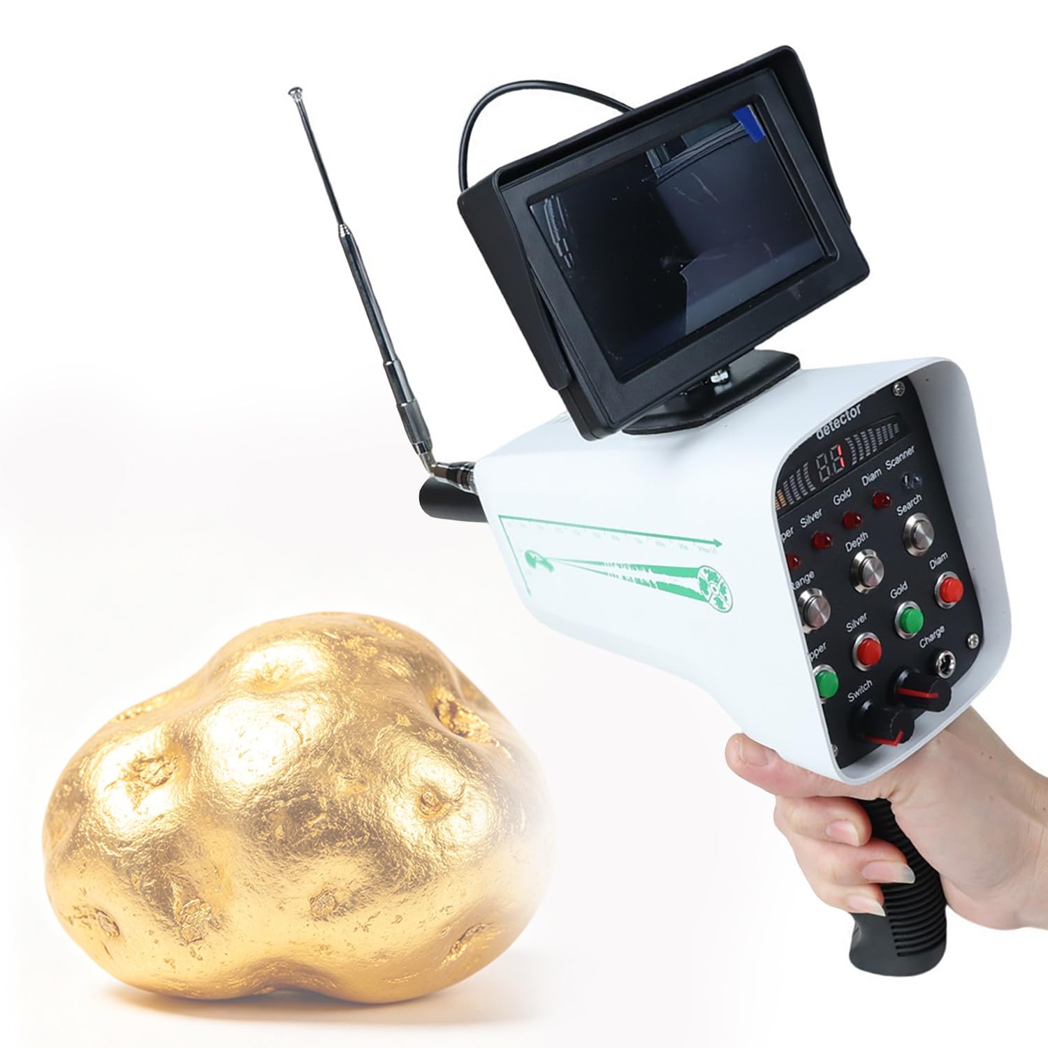 Ymnogjie Treasure Hunting Metal Detector with Clear LCD Display, 30m Deep Detection & 1000m Wide Range, High Precision Locator for Searching Gold, Silver, Copper