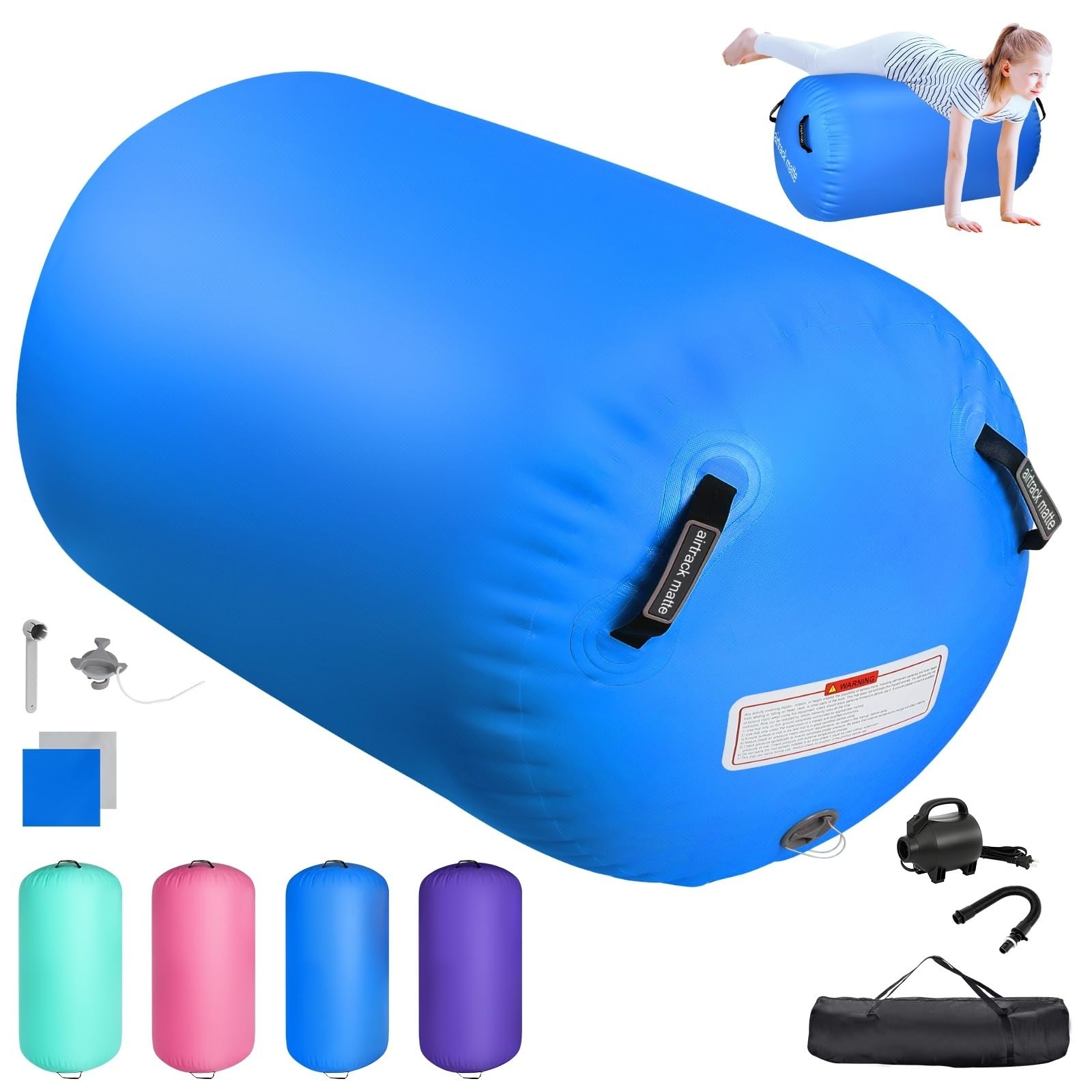 Air Roller Inflatable Tumbling Gymnastics Mat Air Roll Barrel Tumble, 100/120cm Yoga Gymnastics Fitness Roll