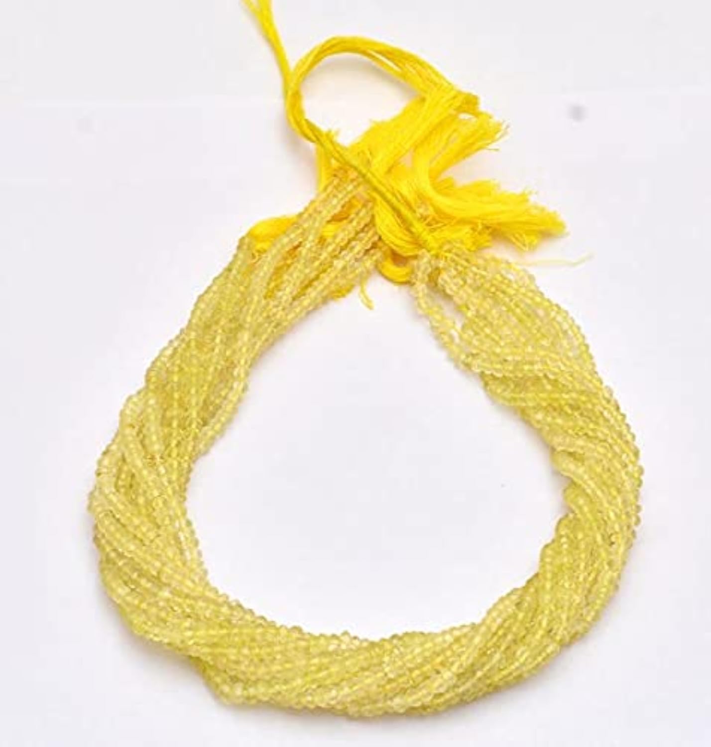 Quartz Citron perles 4mm rondelles facettées fil de 13 pouces pour création bijoux diy