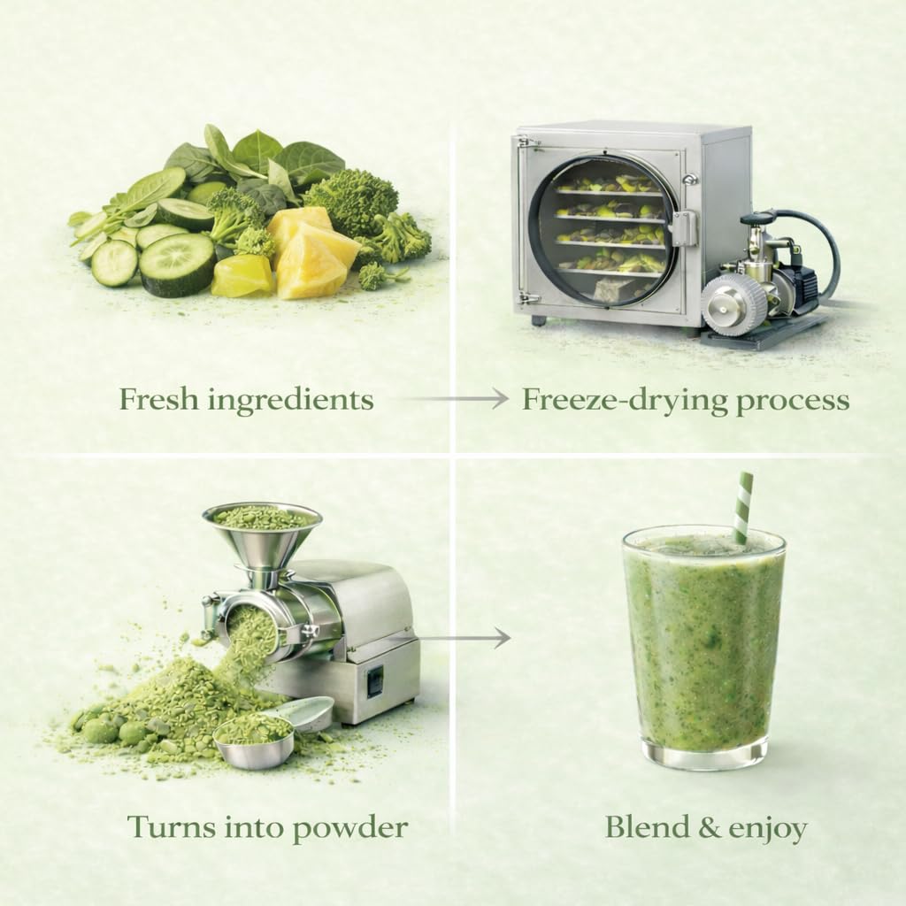 Green Smoothie Powder with Super Greens & Detox Greens – Freeze Dried Fruit & Greens Blend, No Added Sugar, Vegan, 10 Servings | Boost Blends