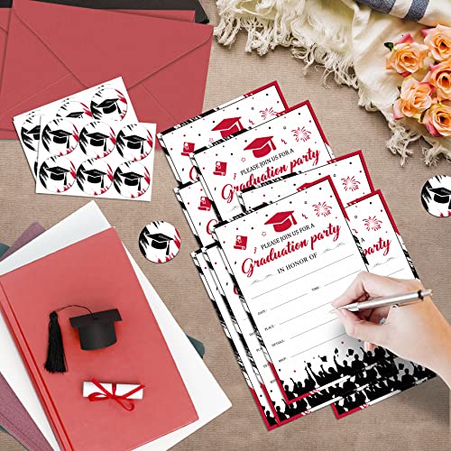 Graduation Party Invitations 36 Pcs 2023 Graduation White Black Red Invite Cards With Envelopes Grad Congrats Invitations Announcement Cards For Class Of 2023 High School College University Graduation Celebration Party Supplies #TOP6