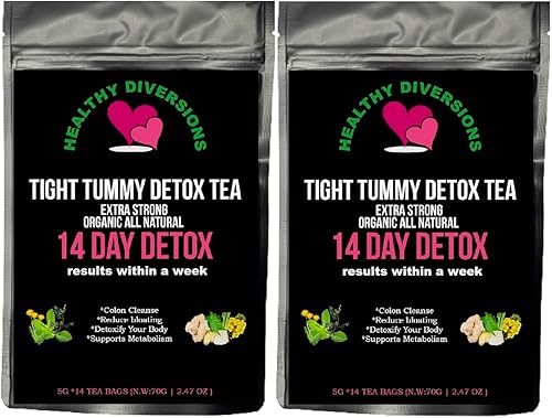 Healthy Diversions - Té de desintoxicación de abdomen apretado, resultados extra fuertes dentro de una semana, reduce la hinchazón de bolsas de té