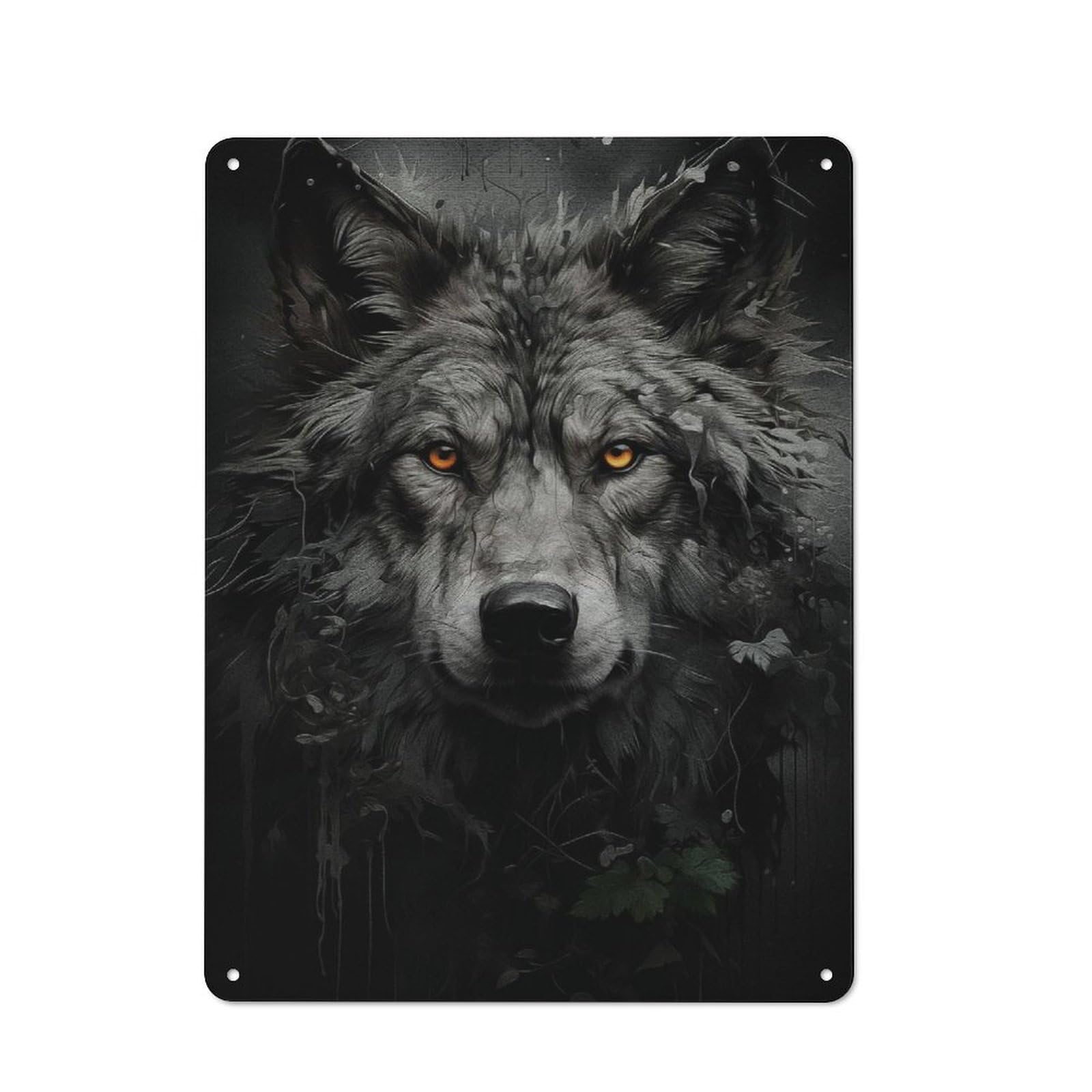 Junmoney Wolf Eyes Glare Vintage Metal Sign 40X30cm For Guest Room Or Hallway, Suited To Guest Room Decorators