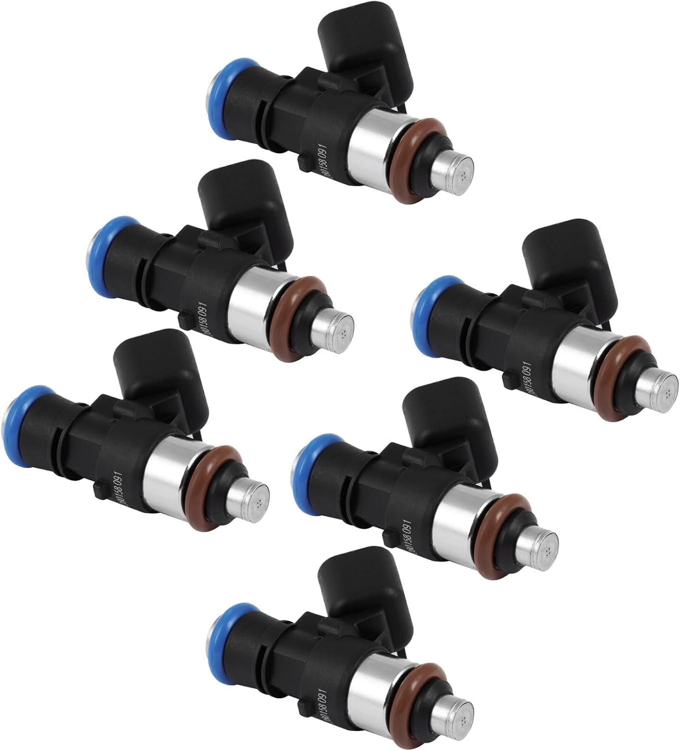 6pcs Fuel Injectors 0280158091 2007-2011 for Ford for Edge 3.5L, 2009-2011 for Ford for Flex 3.5L, 2009-2011 for Lincoln for MKS 3.7L 4 Holes