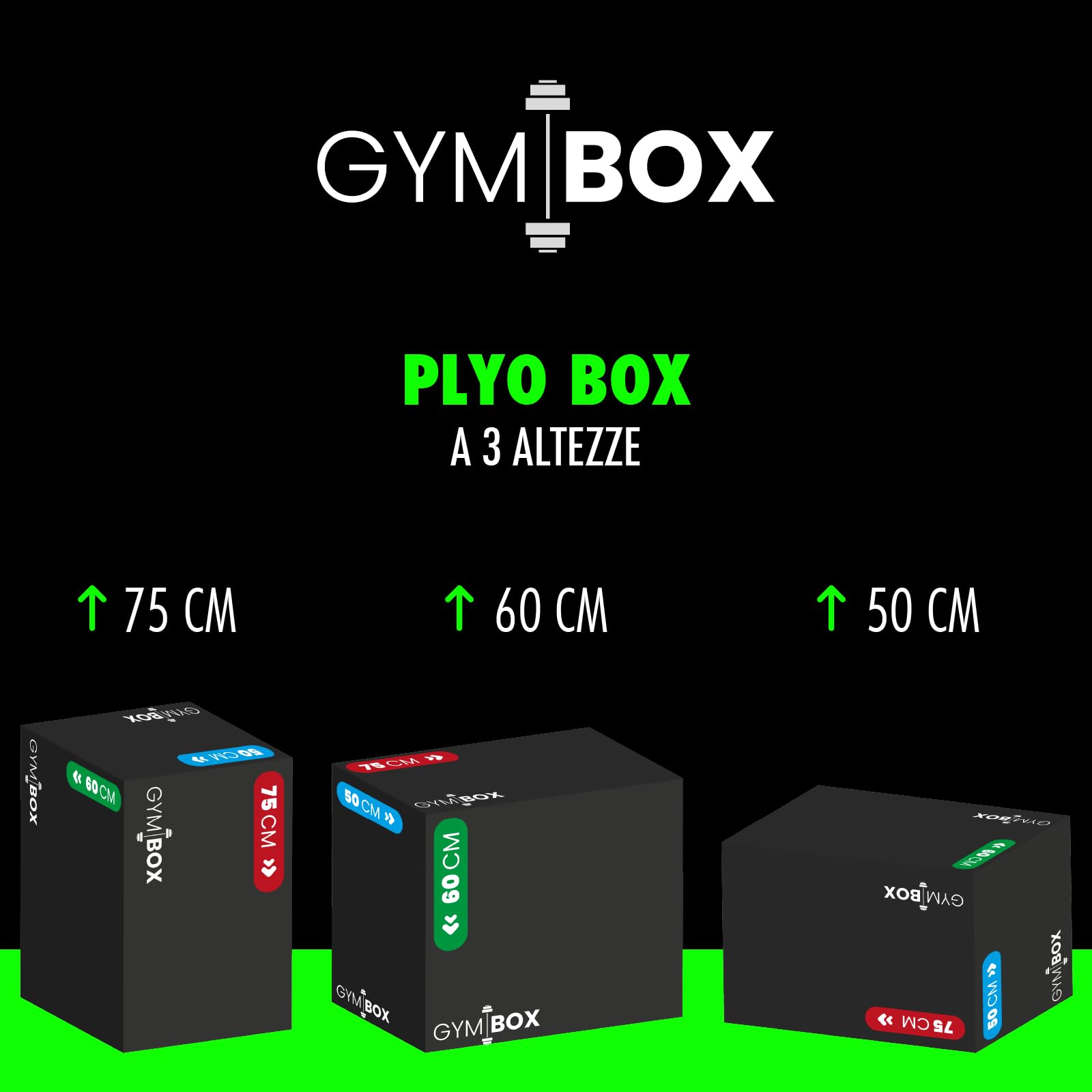 Desipak Plyo Box a 3 Altezze per Allenamento a Casa e Palestra, Jumping Box Pliometrico per Fitness, Box-Squat e Step-up, Capacità 120 kg