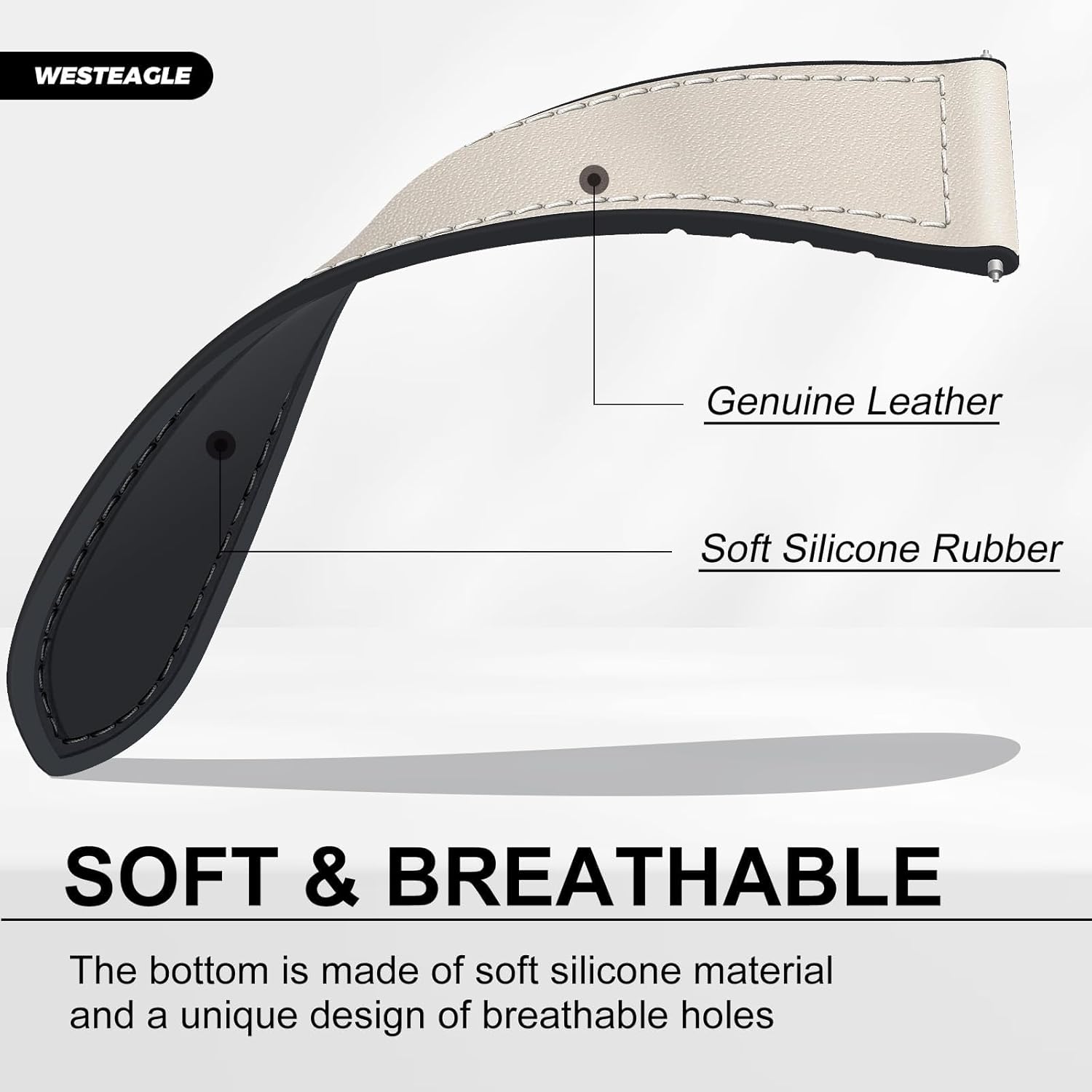 Magnetic Leather Band Compatible with Samsung Galaxy Watch 7/6/5/4/Active 2 40mm 44mm/Watch 6 Classic 43mm 47mm/Watch 5 Pro 45mm/Watch 4 Classic 42mm 46mm, 20mm Strap for Men - Image 4