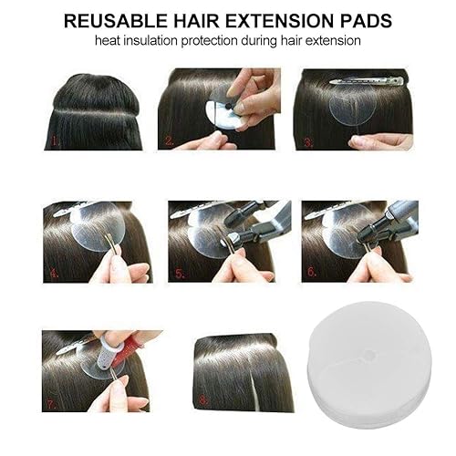Miniatura 2 de 50 plantillas espaciadoras redondas de un solo agujero, protectores de protección térmica para extensiones de cabello, herramienta de extensión de