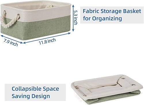 Miniatura 7 de Temary Canastas de almacenamiento pequeñas de tela para armario, paquete de 6 cajas de almacenamiento decorativas con asas de cuerda para organizar