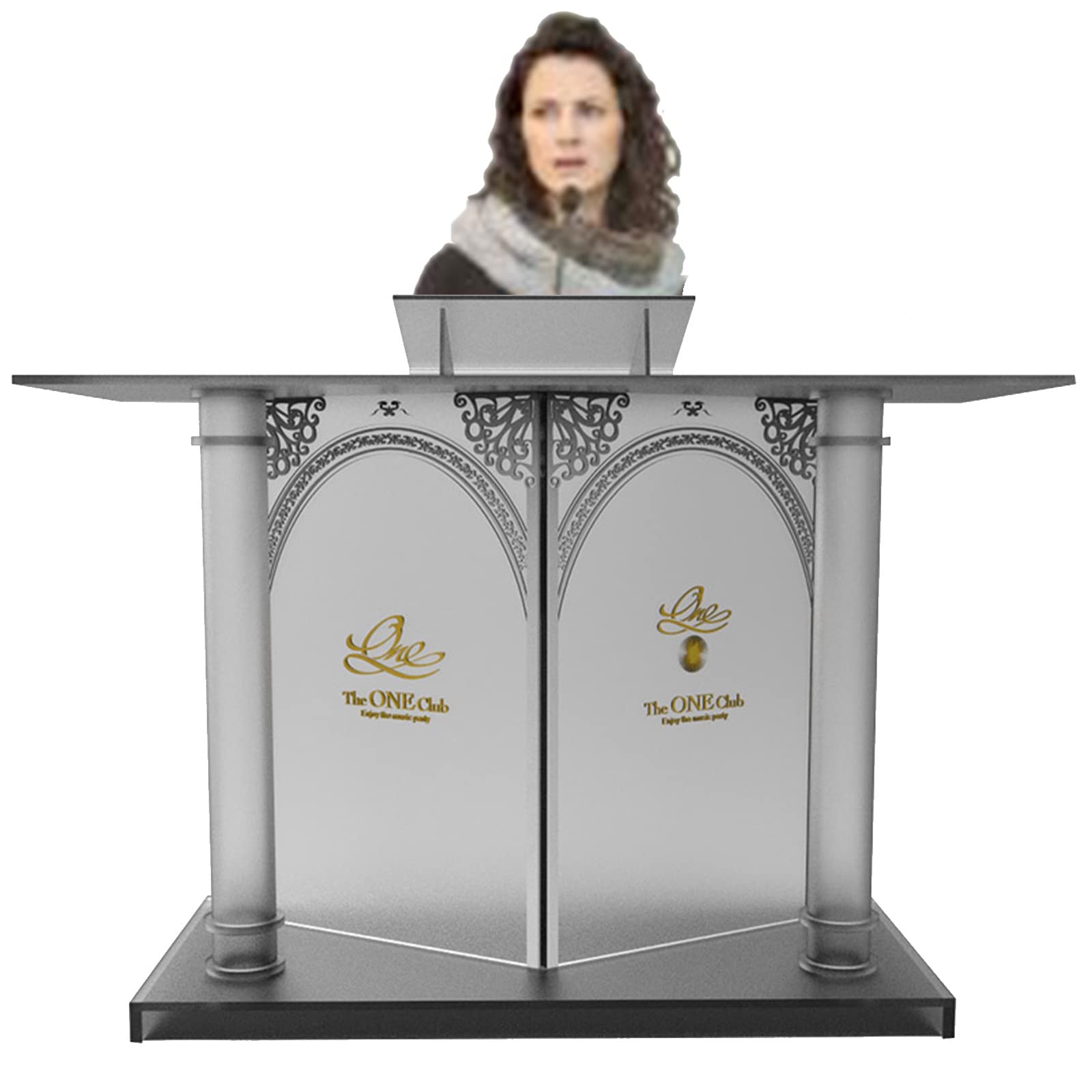 XRTLYHFloor Podium, Transparent Acrylic Podium Stand, Standing Work Speech Reception Desk, Portable Mobile Podium with Wheels