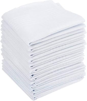 BUYGOO 15PCS Mens White Cotton Handkerchiefs Large Pocket Squares Hankies for Men, Men s Hankerchieves Men s Cotton Handkerchiefs Mens White Handkerchief for Men Cottons Squares Hankies Gents, 40x40cm