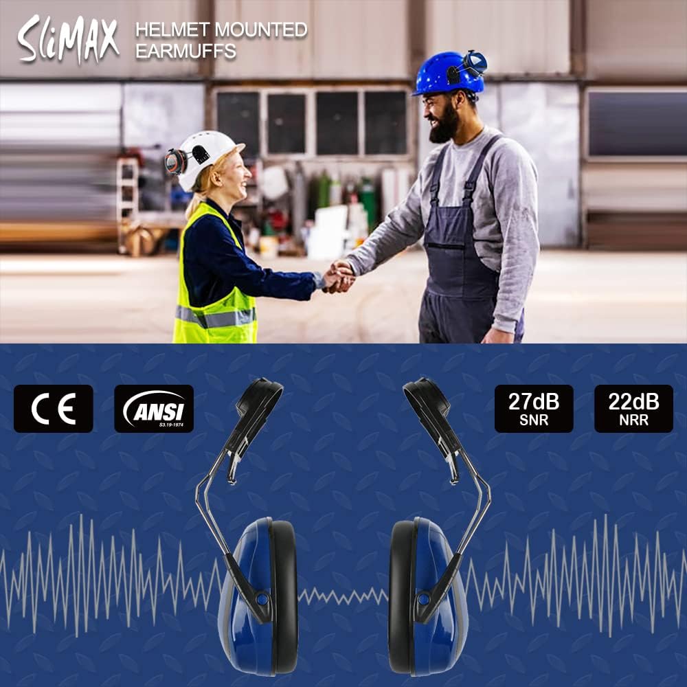 GREEN DEVIL Hearing Protection Ear Muffs SNR 27dB/NRR 22dB Noise Reduction Earmuff Head Band/Helmet Mounted/Behind The Head