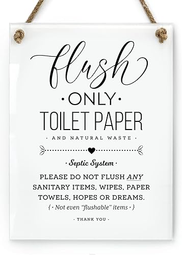 Papel higiénico con sistema séptico de 6 x 8 pulgadas, con texto en inglés Not Hopes & Dreams, letrero de baño de diseño, listo para colgar, acabado disponible en Yaxa Venezuela