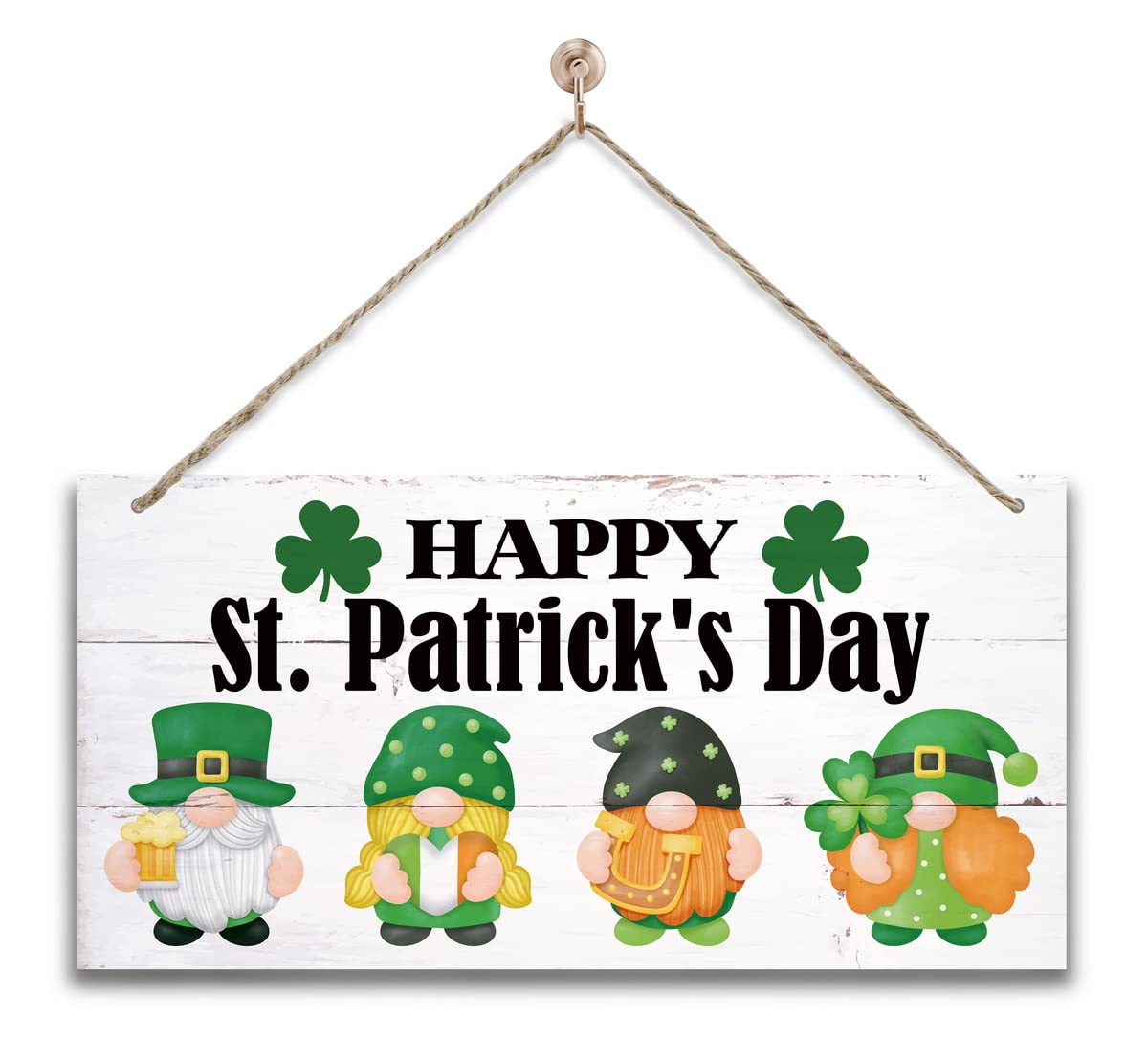 Hängendes St. Patricks Day Zwerg Holz Dekor Schild, Happy St Patricks Day bedrucktes Holz Wandkunst Schild, irische Home Signs Decor, St. Patricks Day Dekor, rustikale Bauernhaus-Dekor