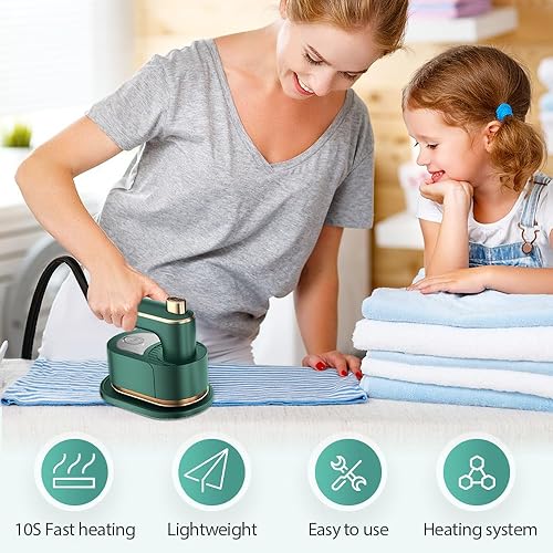 Miniatura 2 de Mini plancha eléctrica portátil de mano, plancha de vapor de viaje para ropa Mini, calentamiento rápido 10S, potente removedor de arrugas, mango