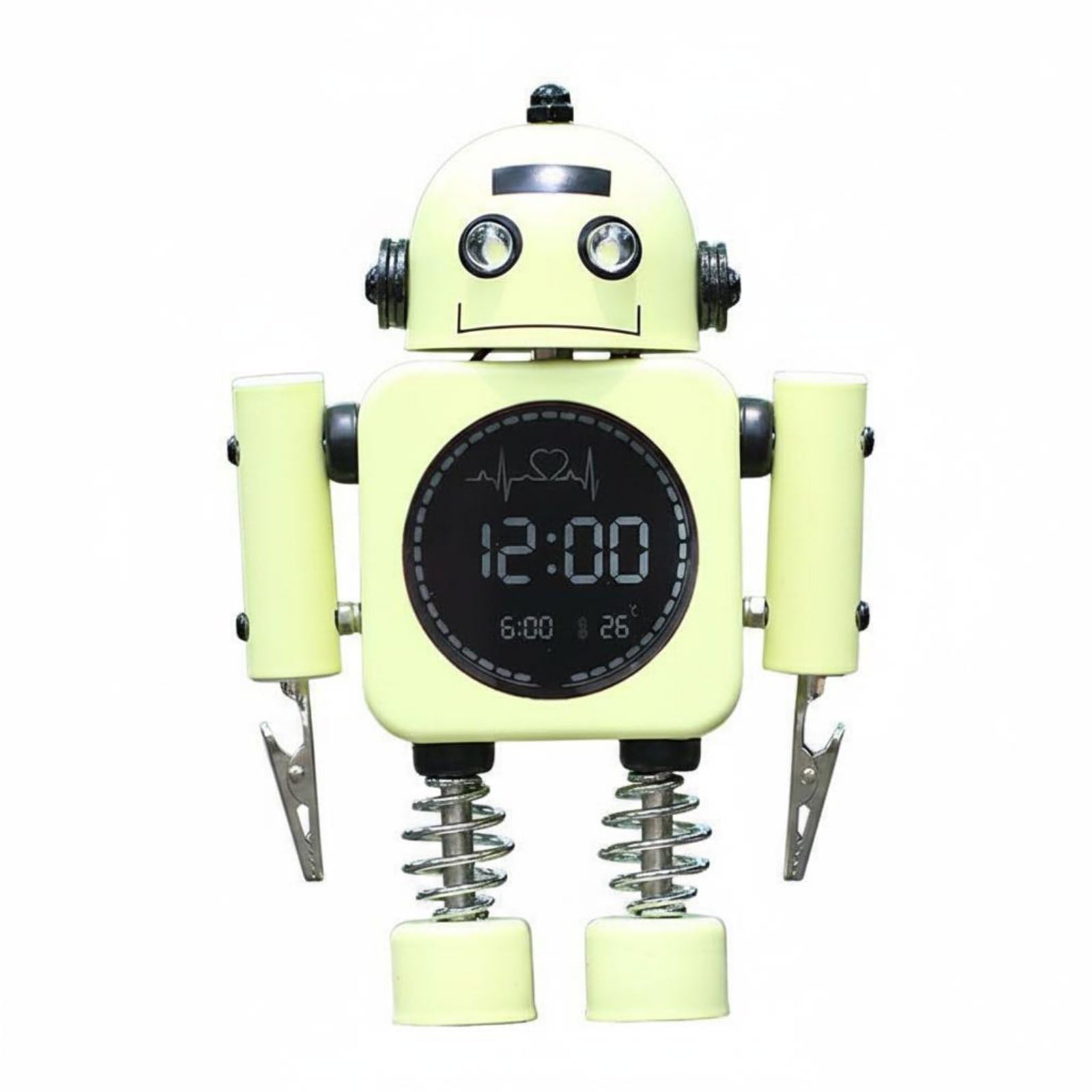 Milageto Reloj Despertador Infantil Reloj de Mesa Reloj Digital Reloj Mecánico con Luz Nocturna y Mezcla de Metal y Plástico Resistente, Amarillo