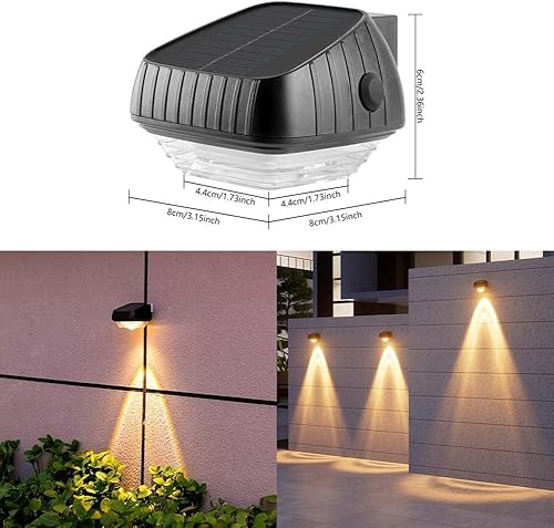 Miniatura 2 de 4 Pack Solar Step Lights for Outside, Solar Stair Lights Waterproof IP65, Solar Step Lights With Automatic Dusk To Dawn Sensor For Outdoor For